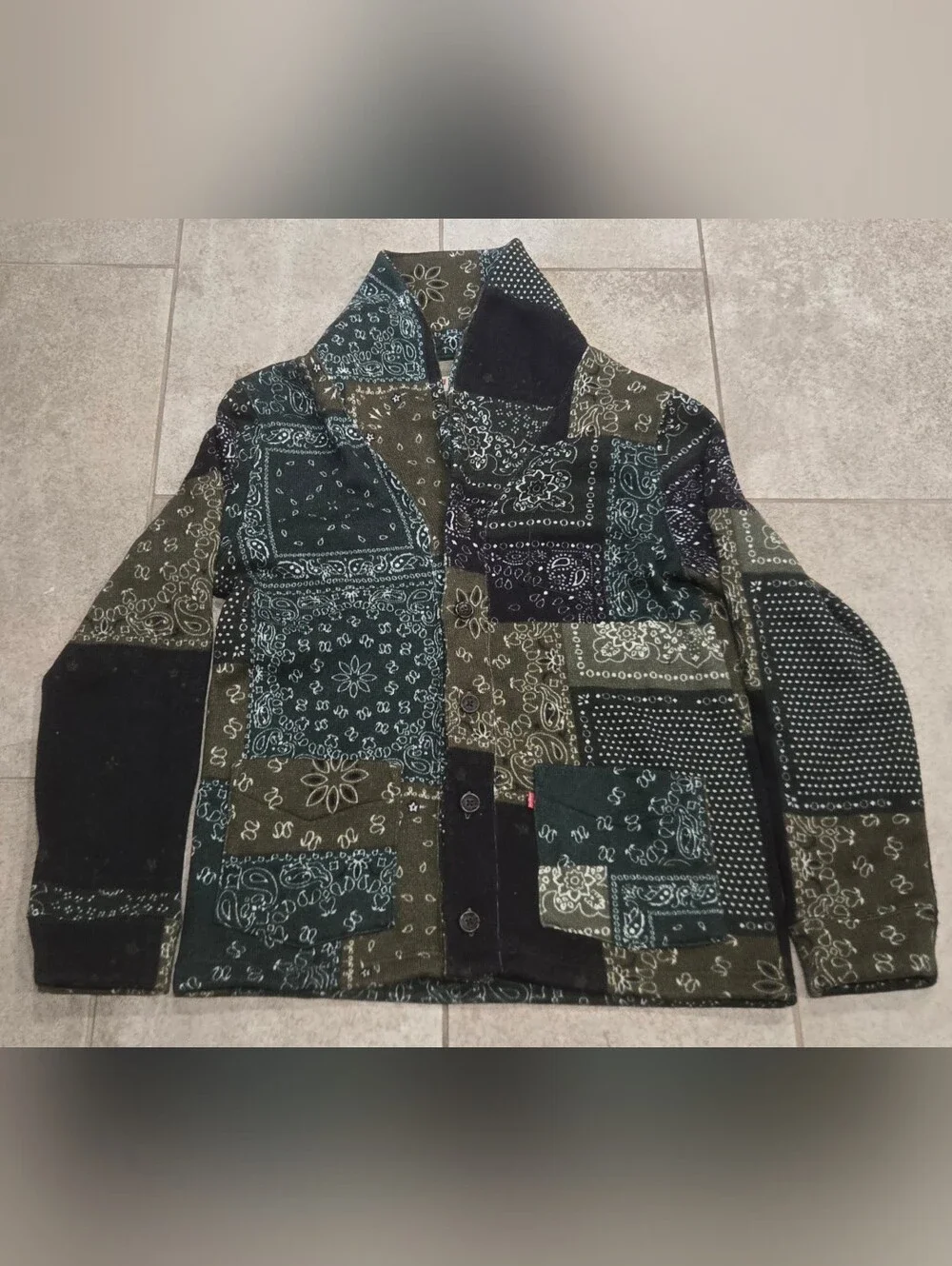 Levi's Men's M Hillen Bandana Paisley Patchwork Quilted Cardigan Shirt Jacket